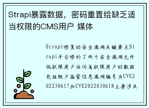Strapi暴露数据，密码重置给缺乏适当权限的CMS用户 媒体